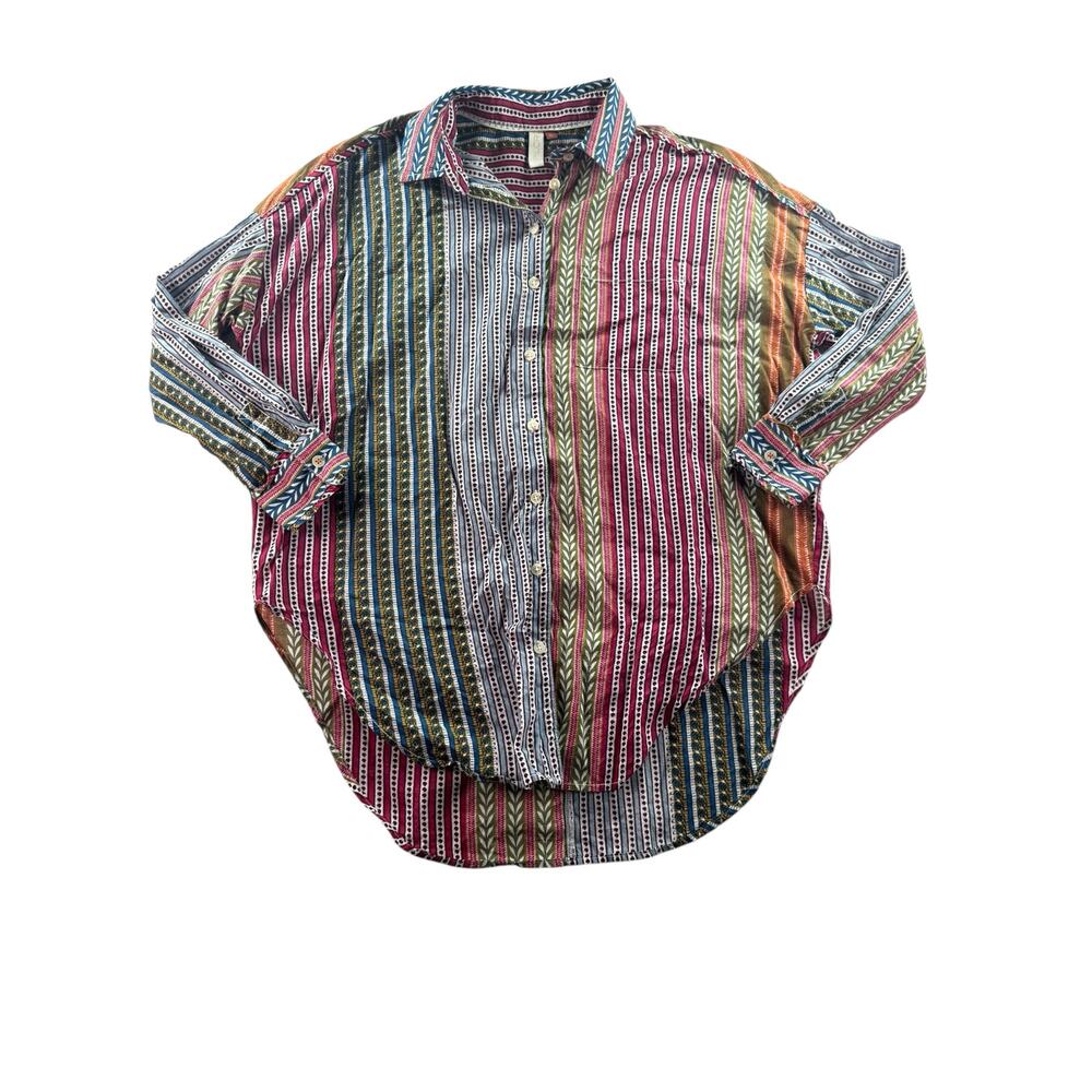 Anthropologie Pilcro Clara Striped Button Down Tunic XS Relaxed Oversized Boho - Picture 3 of 10
